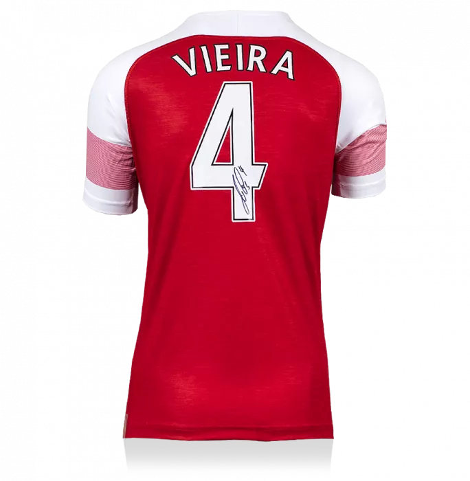 Patrick Vieira Back Signed Modern Arsenal Home Shirt