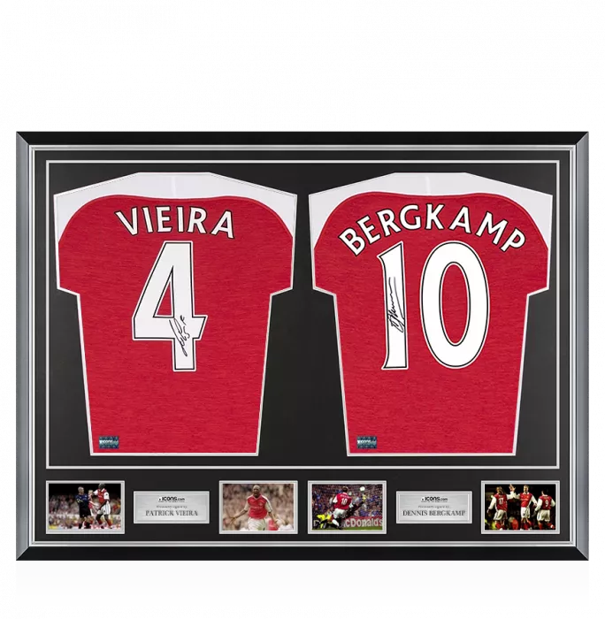 Patrick Vieira & Dennis Bergkamp Signed Arsenal Shirts In Classic Dual Frame