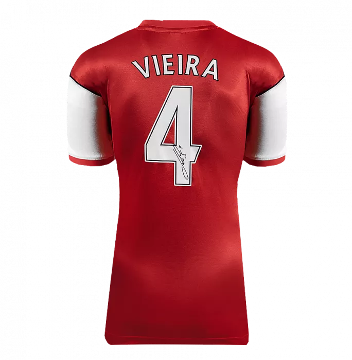 Patrick Vieira Official UEFA Champions League Back Signed And Framed Arsenal Retro Home Shirt