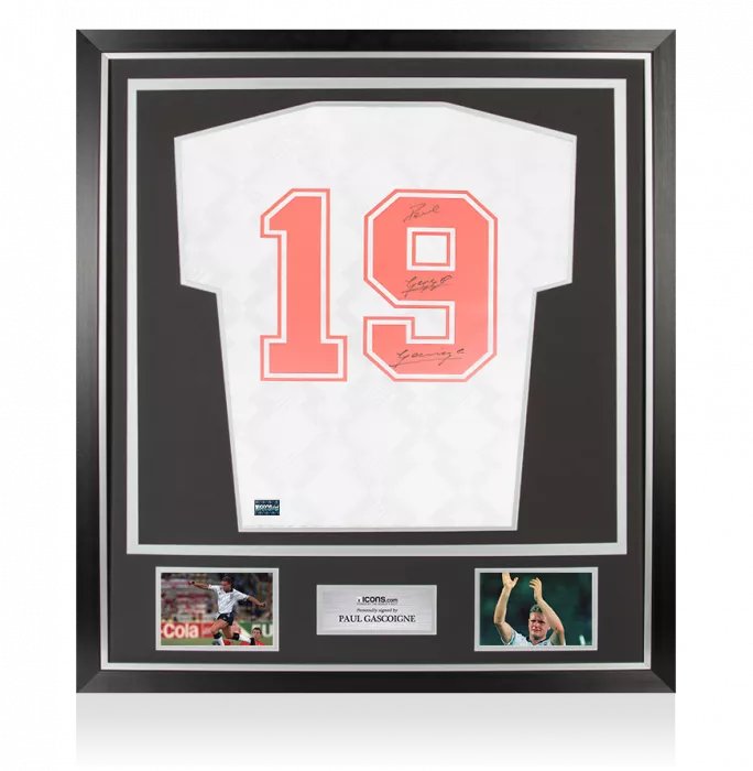 Paul Gascoigne Back Signed England 1990 Home Shirt In Classic Frame