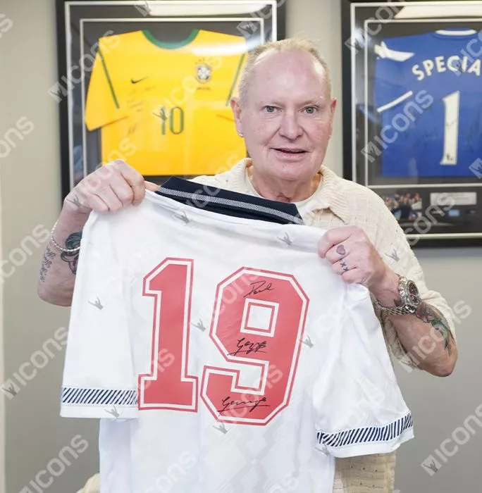 Paul Gascoigne Back Signed England 1990 Home Shirt In Deluxe Packaging