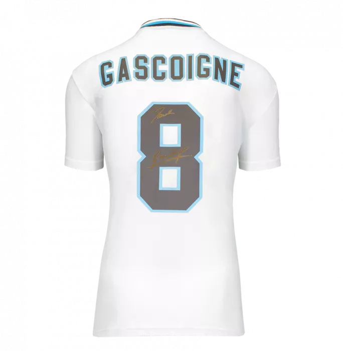 Paul Gascoigne Back Signed England 1996 Home Shirt In Hero Frame: Option 1