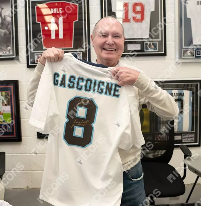 Paul Gascoigne Back Signed England 1996 Home Shirt In Classic Frame