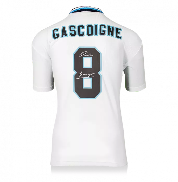 Paul Gascoigne Back Signed England 1996 Home Shirt
