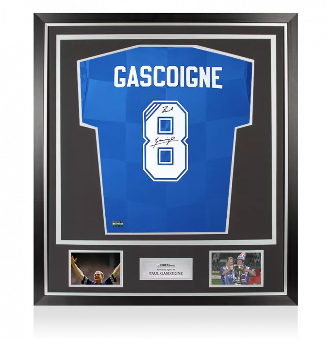 Paul Gascoigne Back Signed Rangers 2016-17 Home Shirt In Classic Frame