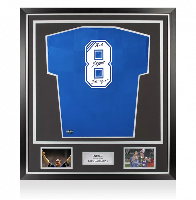 Paul Gascoigne Back Signed Rangers 2016-18 Home Shirt In Classic Frame