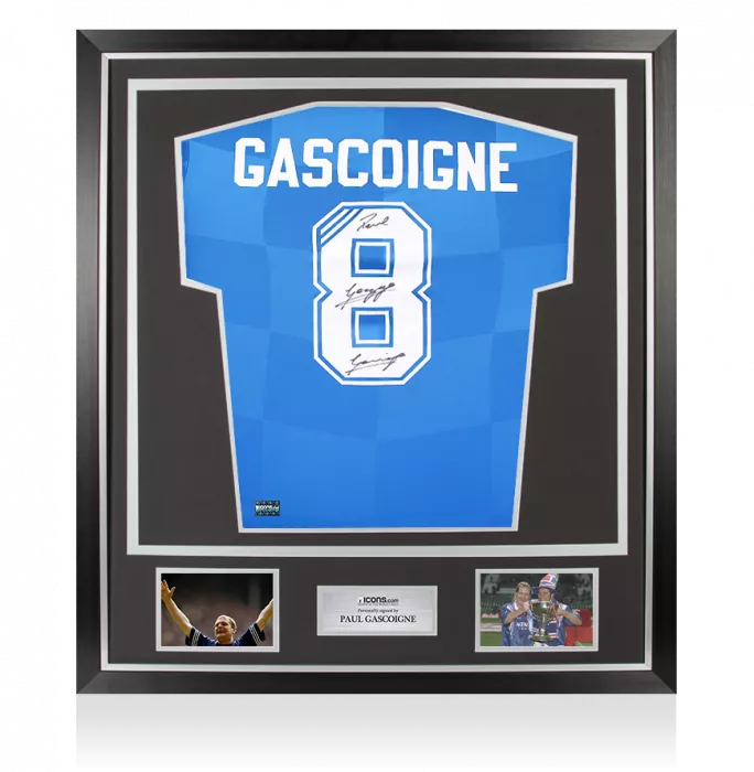 Paul Gascoigne Back Signed Rangers 2016-18 Home Shirt In Classic Frame