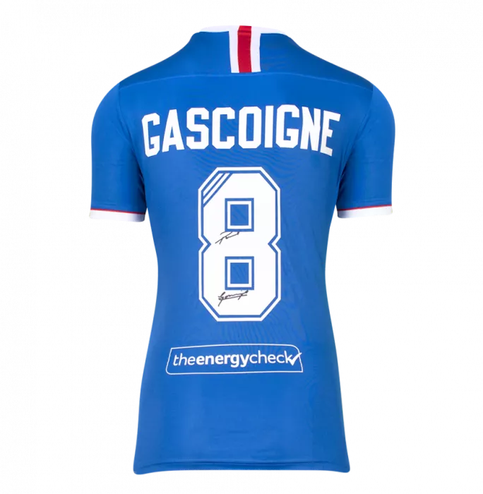 Paul Gascoigne Back Signed Rangers 2020-21 Home Shirt In Classic Frame