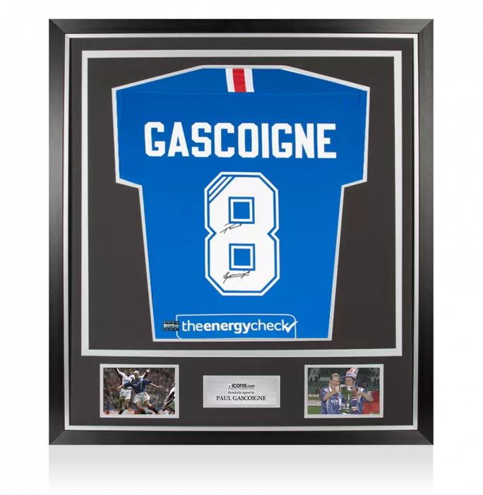 Paul Gascoigne Back Signed Rangers 2020-21 Home Shirt In Classic Frame