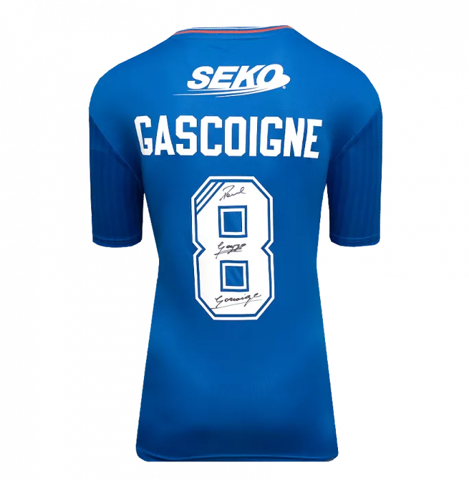 Paul Gascoigne Back Signed Rangers 2023-24 Home Shirt In Hero Frame: Option 1