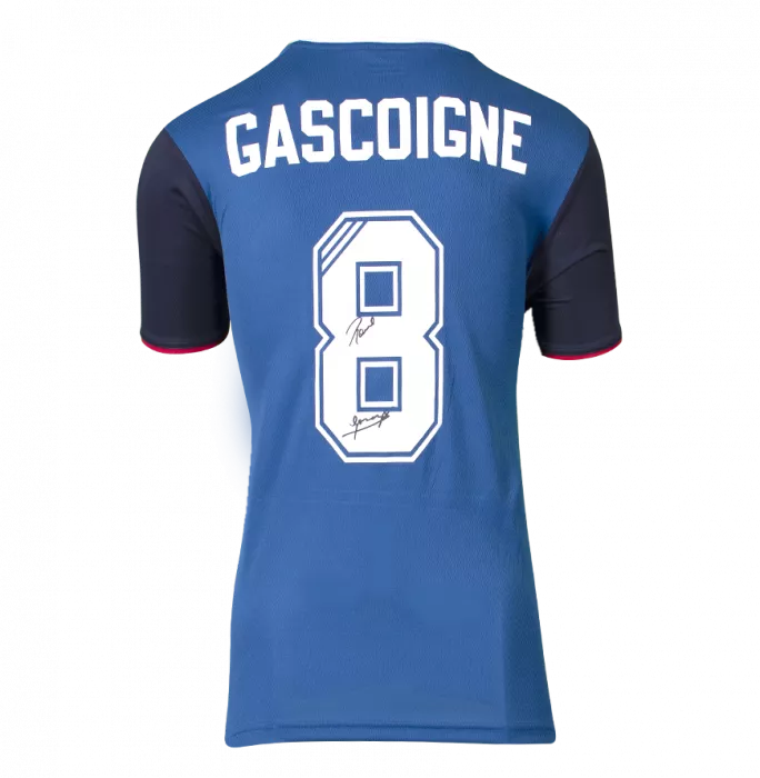 Paul Gascoigne Back Signed Rangers Training 2019-20 Home Shirt In Classic Frame