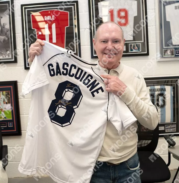 Paul Gascoigne Back Signed Tottenham Hotspur 1991 Home Shirt In Hero Frame: Option 1