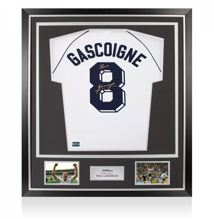 Paul Gascoigne Back Signed Tottenham Hotspur 1991 Home Shirt In Classic Frame