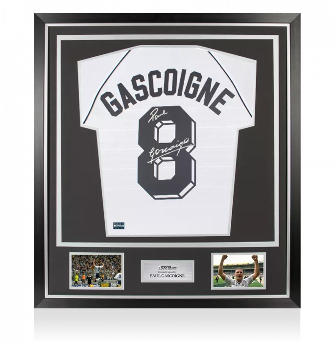 Paul Gascoigne Back Signed Tottenham Hotspur 1991 Home Shirt In Classic Frame