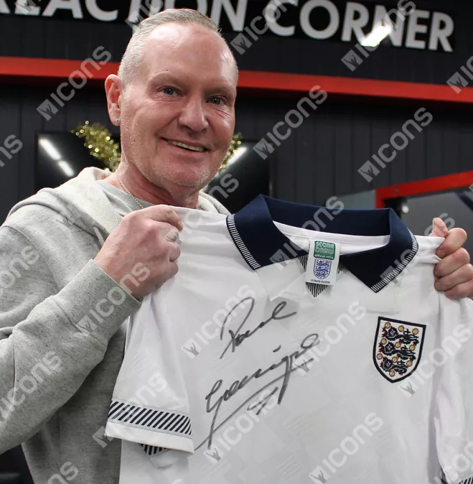 Paul Gascoigne & Chris Waddle Front Signed England 1990 Home Shirt Home Shirt In Hero Frame: Option 1