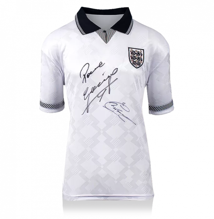 Paul Gascoigne & Chris Waddle Front Signed England 1990 Home Shirt