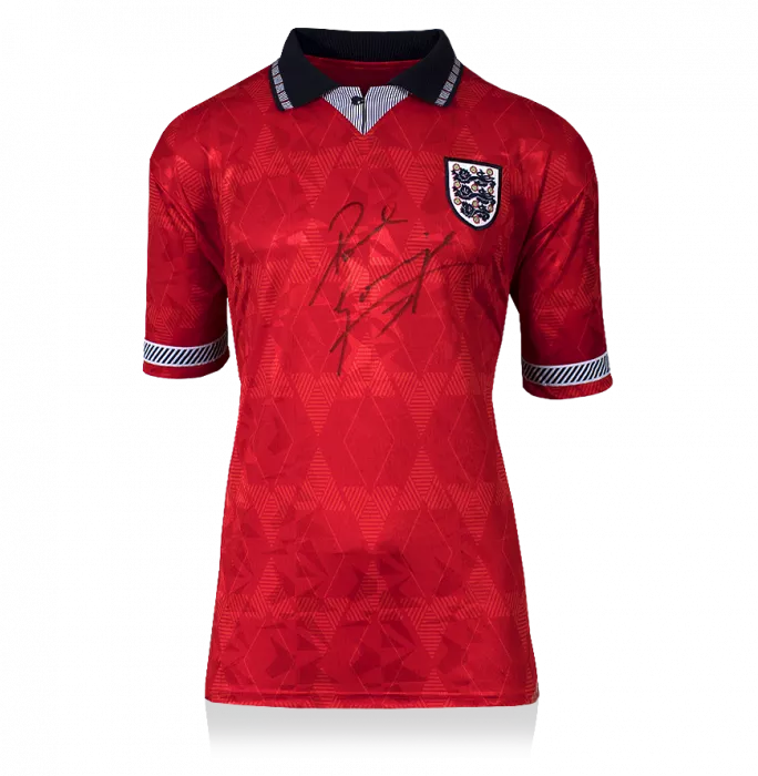 Paul Gascoigne Front Signed England 1990 Away Shirt