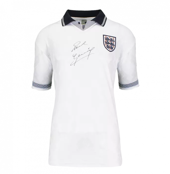Paul Gascoigne Front Signed England 1990 Home Shirt In Classic Frame
