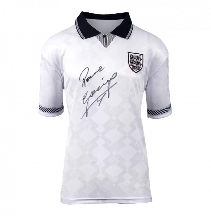 Paul Gascoigne Front Signed England 1990 Home Shirt