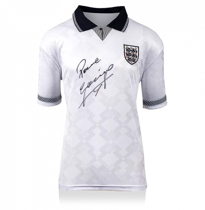 Paul Gascoigne Front Signed England 1990 Home Shirt