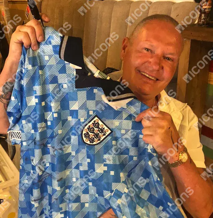 Paul Gascoigne Front Signed England 1990 Third Shirt In Classic Frame