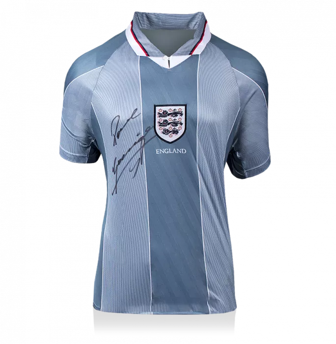 Paul Gascoigne Front Signed England 1996 Away Shirt
