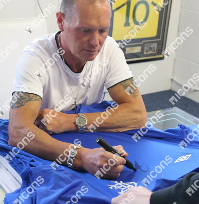 Paul Gascoigne Front Signed Glasgow Rangers 2012-13 Home Shirt In Classic Frame