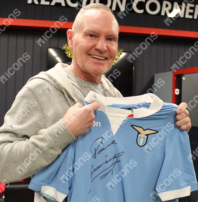 Paul Gascoigne Front Signed Modern Lazio Home Shirt In Classic Frame