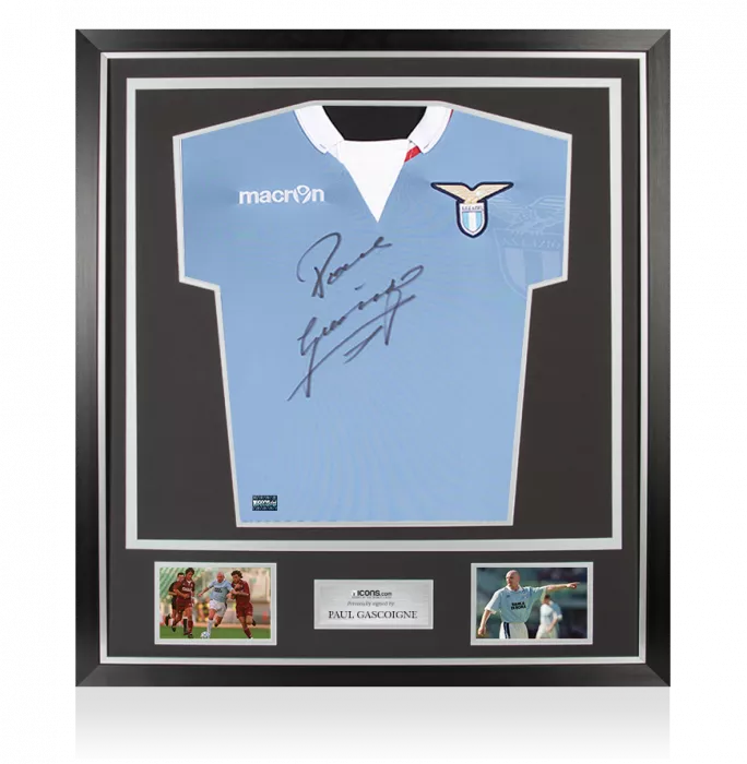 Paul Gascoigne Front Signed Modern Lazio Home Shirt In Classic Frame