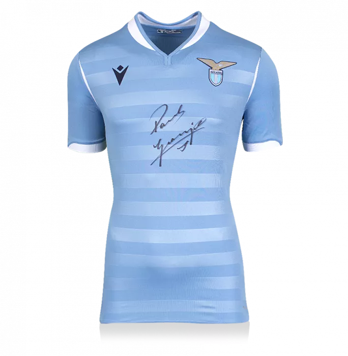 Paul Gascoigne Front Signed Modern Lazio Home Shirt In Hero Frame: Option 1