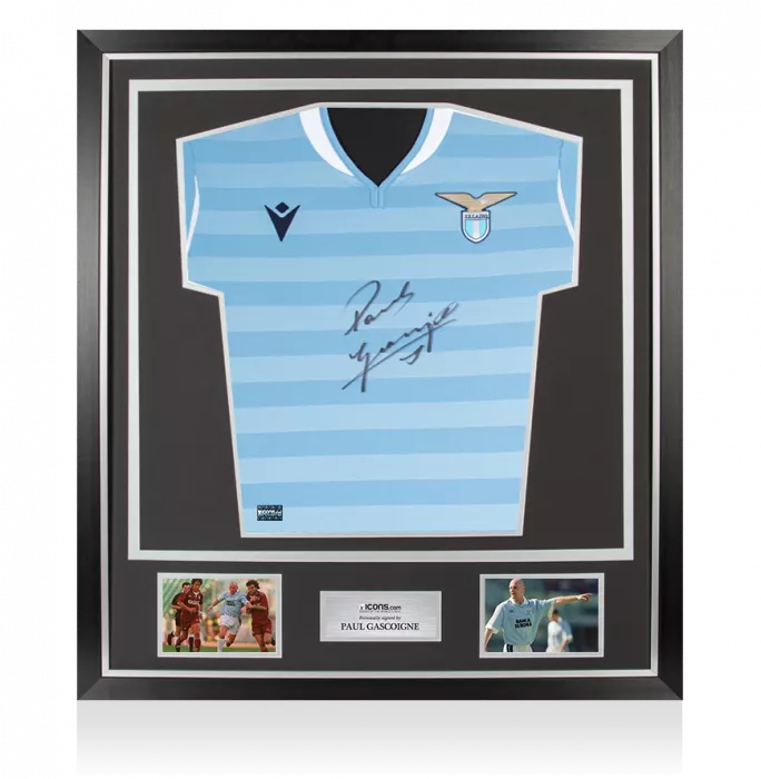 Paul Gascoigne Front Signed Modern Lazio Home Shirt In Classic Frame