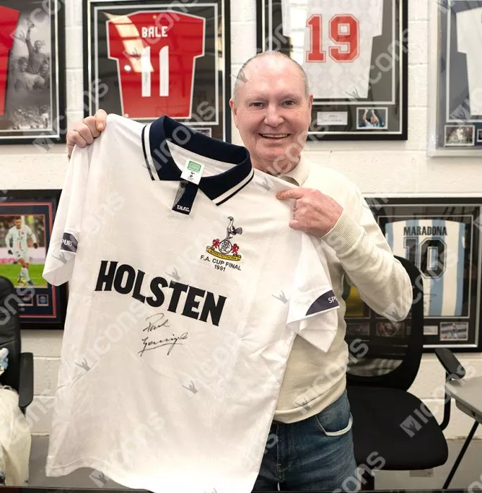 Paul Gascoigne Front Signed Tottenham Hotspur 1991 FA Cup Final Shirt In Classic Frame