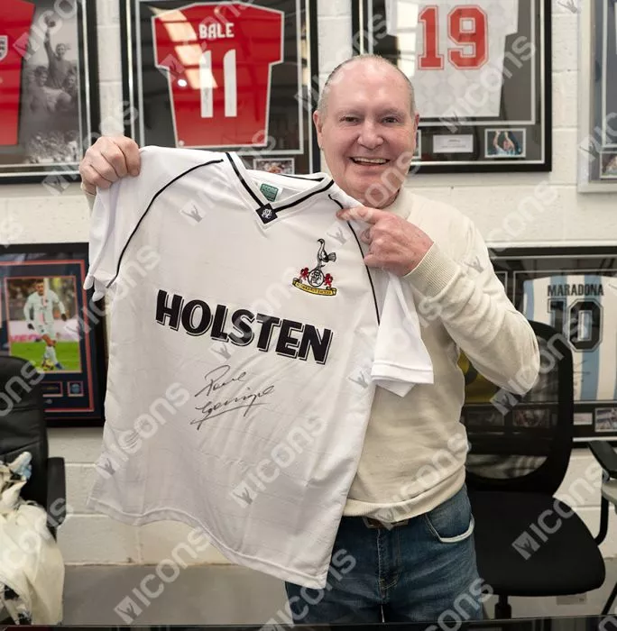 Paul Gascoigne Front Signed Tottenham Hotspur 1991 Home Shirt In Hero Frame: Option 1