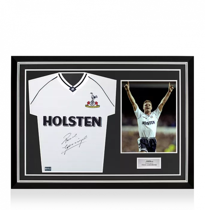 Paul Gascoigne Front Signed Tottenham Hotspur 1991 Home Shirt In Hero Frame: Option 1