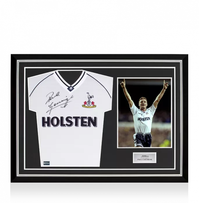 Paul Gascoigne Front Signed Tottenham Hotspur 1991 Home Shirt In Hero Frame: Option 1