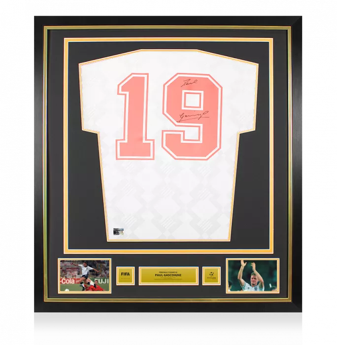 Paul Gascoigne Official 1990 FIFA World Cup™ Back Signed and Framed England 1990 Home Shirt