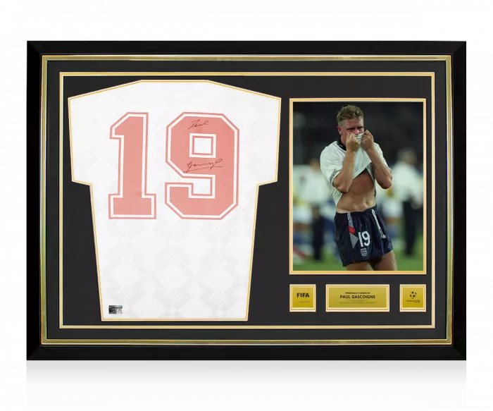 Paul Gascoigne Official 1990 FIFA World Cup™ Back Signed and Hero Framed England 1990 Home Shirt