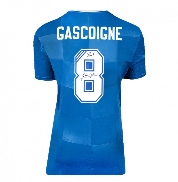 Paul Gascoigne Official UEFA Champions League Back Signed And Framed Rangers 2016-17 Home Shirt