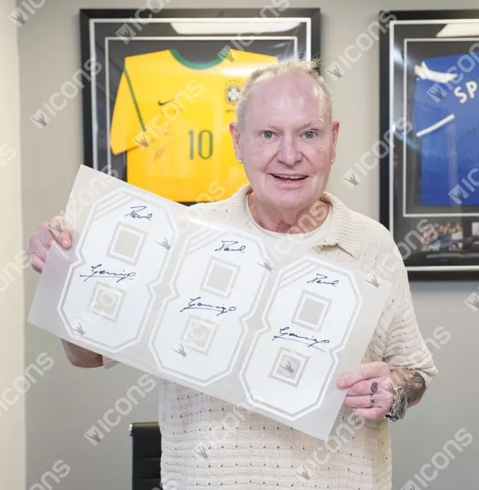 Paul Gascoigne Official UEFA Champions League Back Signed And Hero Framed Rangers 2016-17 Home Shirt