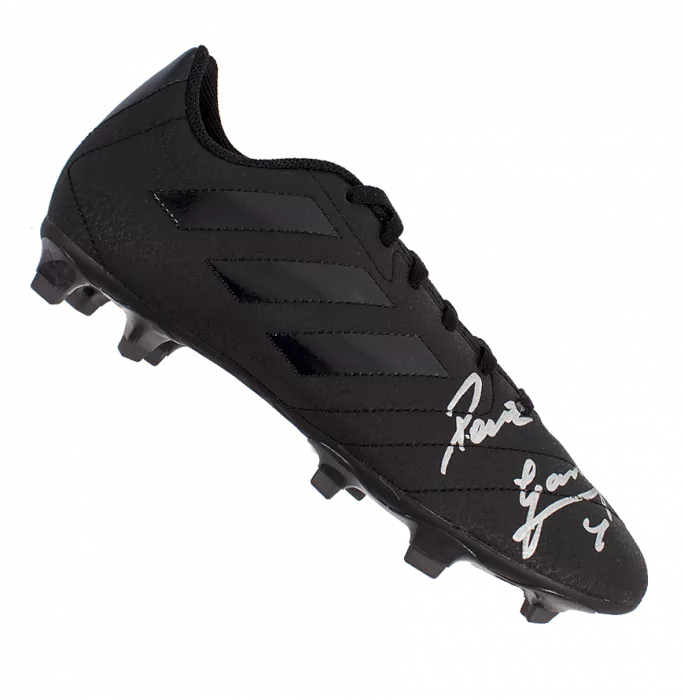 Paul Gascoigne Signed Black Adidas Blackout Boot In Acrylic Case