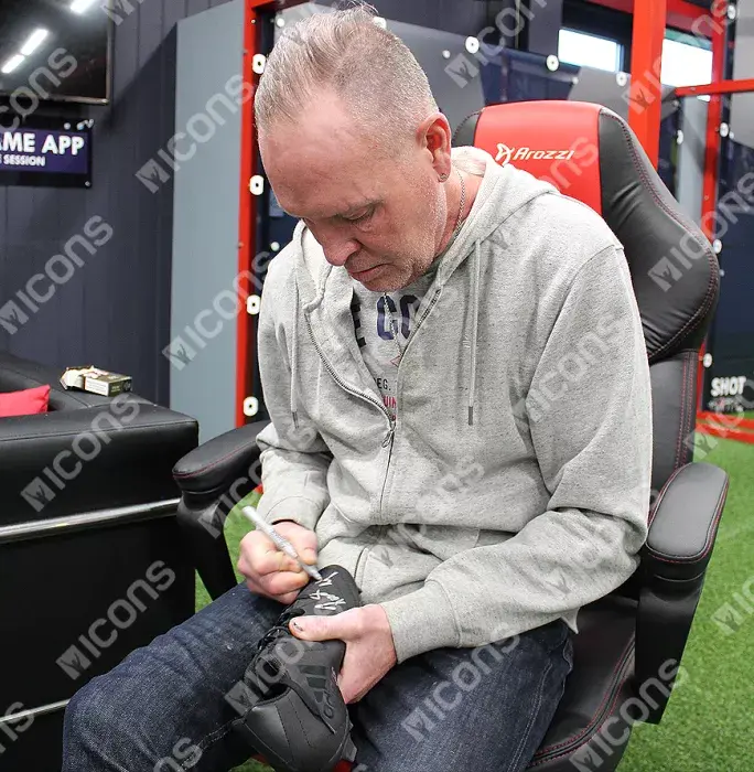 Paul Gascoigne Signed Black Adidas Blackout Boot In Bubble Frame: Option 1