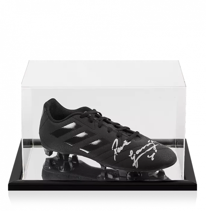 Paul Gascoigne Signed Black Adidas Blackout Boot In Acrylic Case