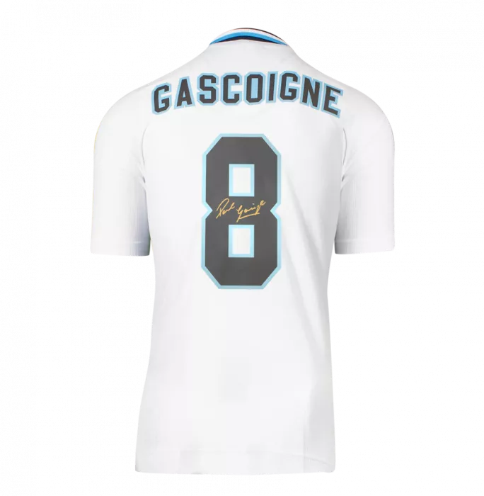 Paul Gascoigne Signed England 1996 Home Shirt With Fan Style Number In Hero Frame: Option 1