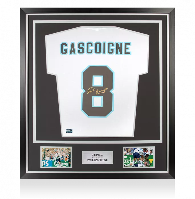 Paul Gascoigne Signed England 1996 Home Shirt With Fan Style Number In Classic Frame