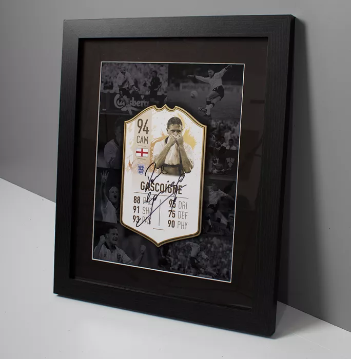 Paul Gascoigne Signed England FIFA Ultimate Team Card In Black Wooden Frame