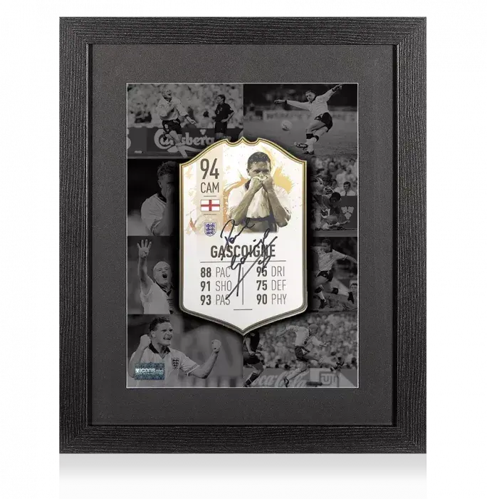 Paul Gascoigne Signed England FIFA Ultimate Team Card In Black Wooden Frame