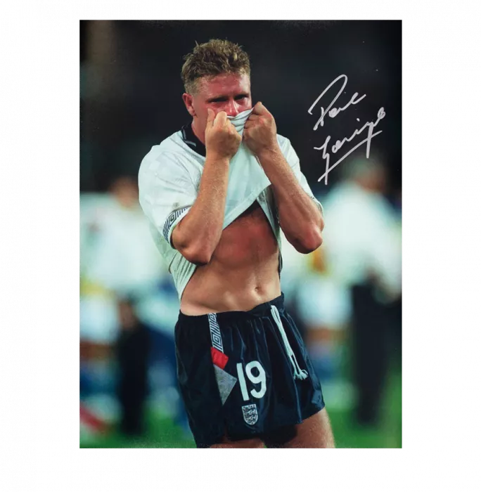Paul Gascoigne Signed England Photo: 1990 FIFA World Cup Hero