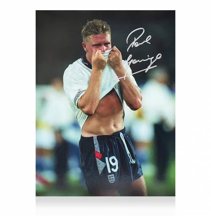 Paul Gascoigne Signed England Photo: Gazza's Tears