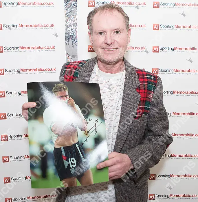 Paul Gascoigne Signed England Photo: Gazza's Tears