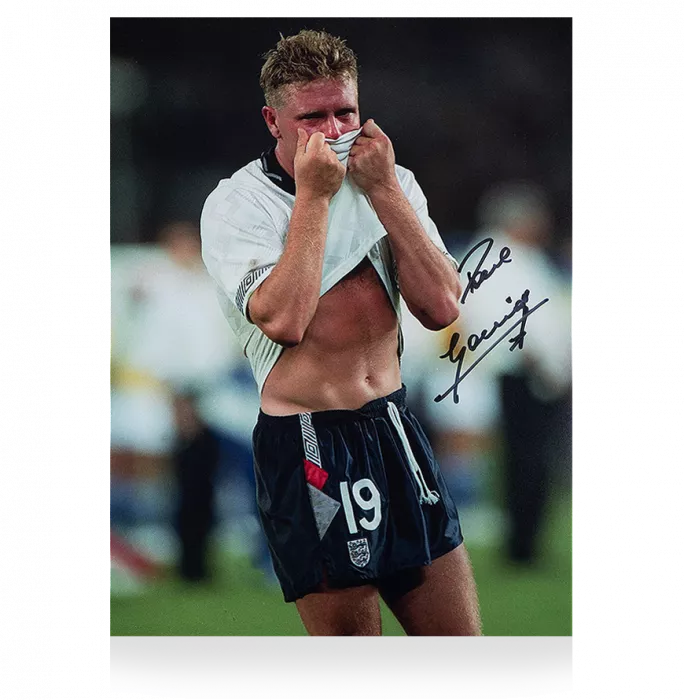 Paul Gascoigne Signed England Photo: Gazza's Tears